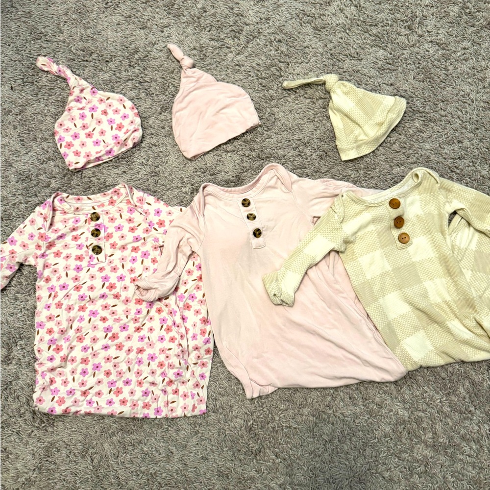 Caden Lane Newborn Gown and Hat Bundle
